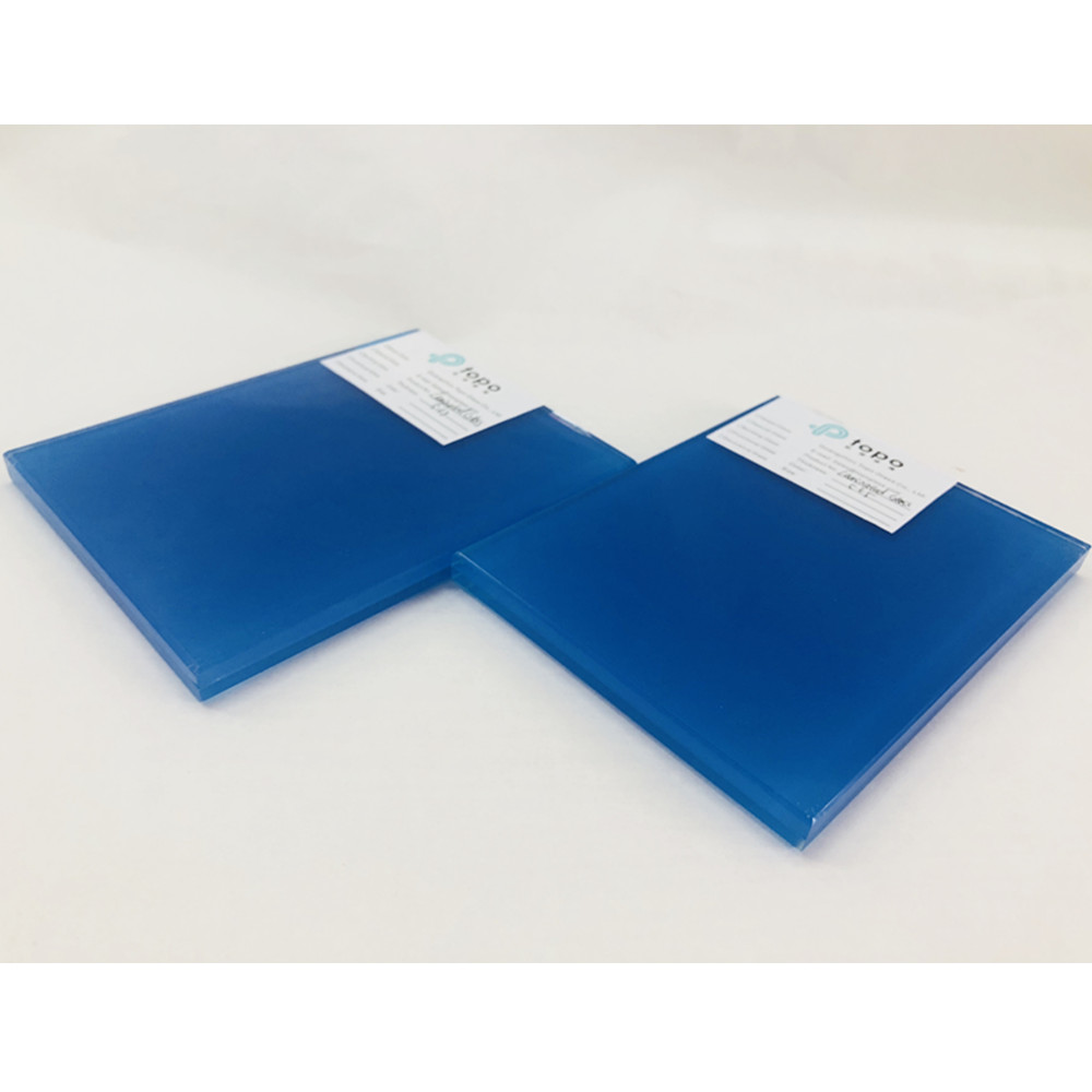 Colored Blue/Clear Laminated Glass for Building Applications