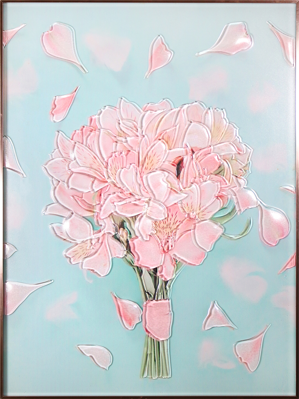 Wholesale H800mm*600mm Nordic Style Art Wall Hanging Pink Flower Painting