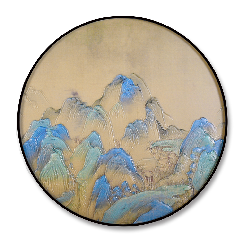 Wholesale Modern Landscape 400mm 500mm Circle Decorative Metal Framed Wall Painting