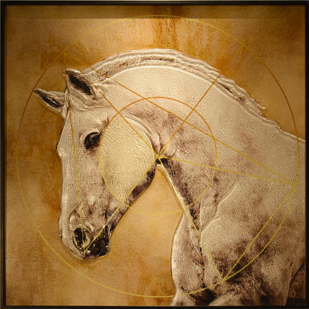 National Reflective Metal Diaphragm Lifelike Horse Inlaid Glass Painting