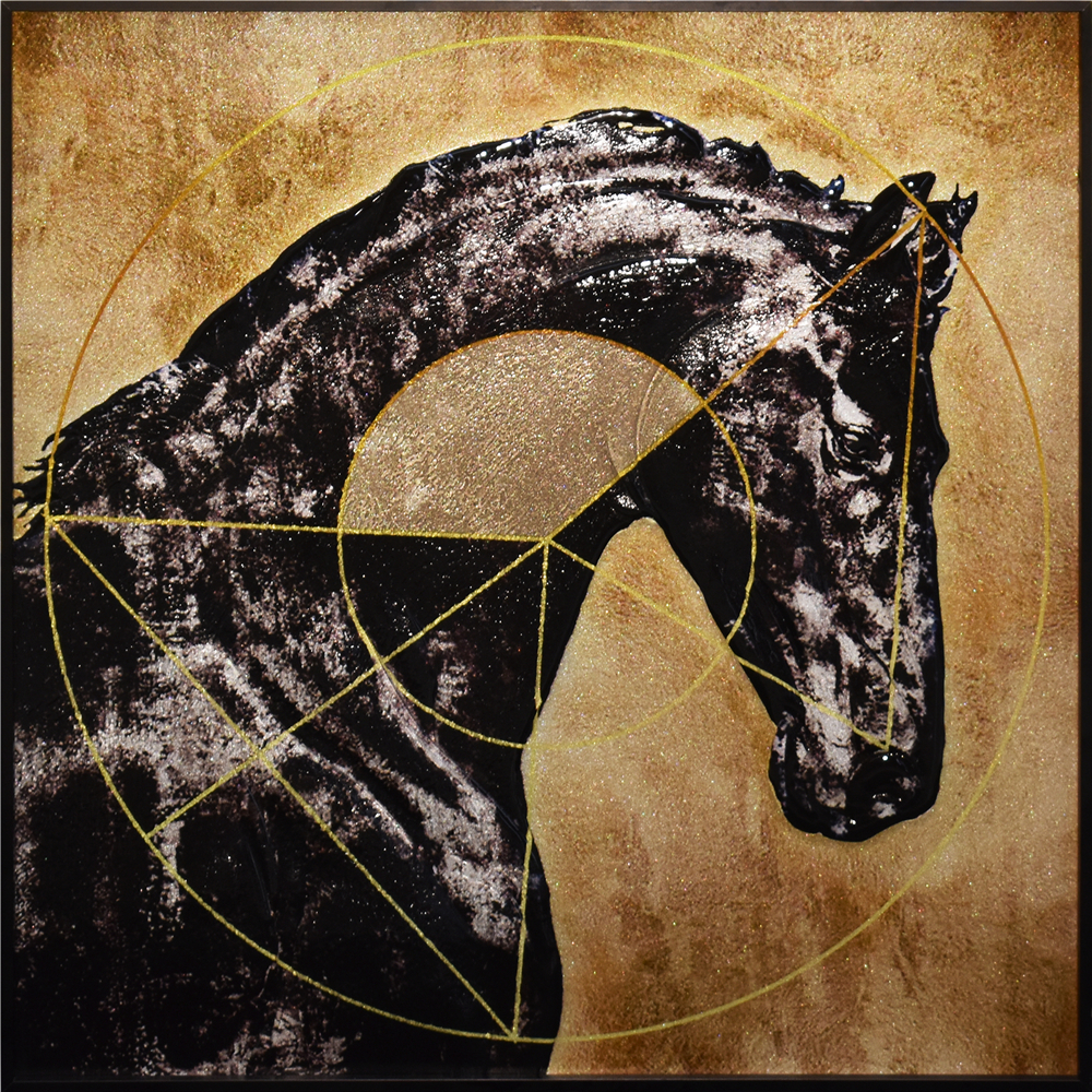 National Reflective Metal Diaphragm Lifelike Horse Inlaid Glass Painting