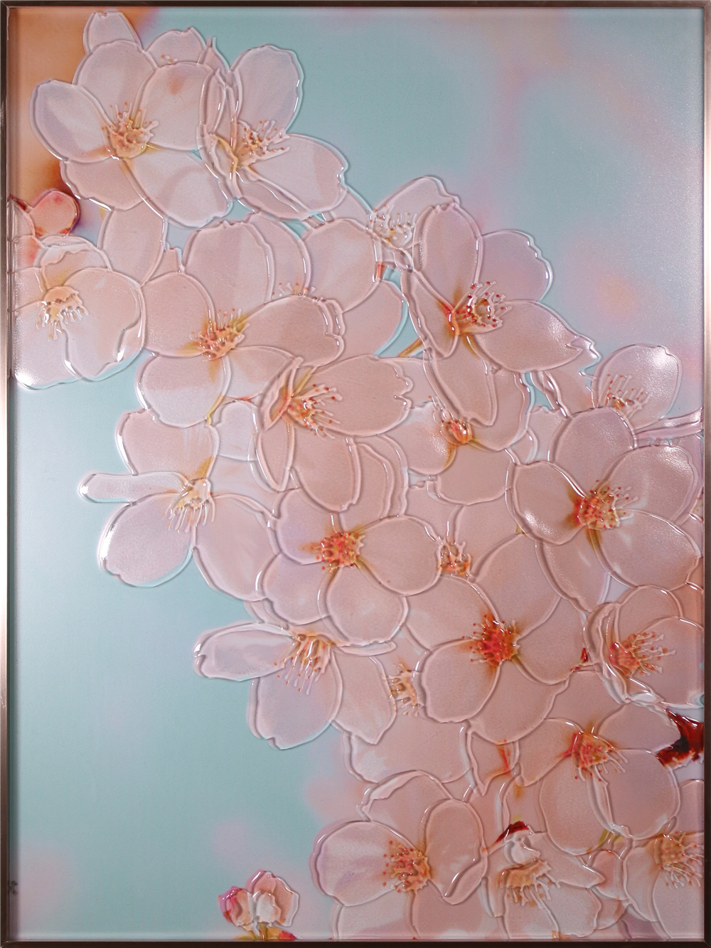 Wholesale H800mm*600mm Nordic Style Art Wall Hanging Pink Flower Painting