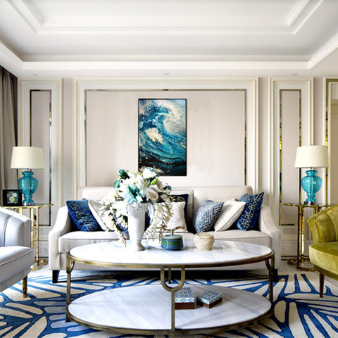 Living Room Decorative 1000mm*600mm and 1610mmx910mm The Waves Galss Painting