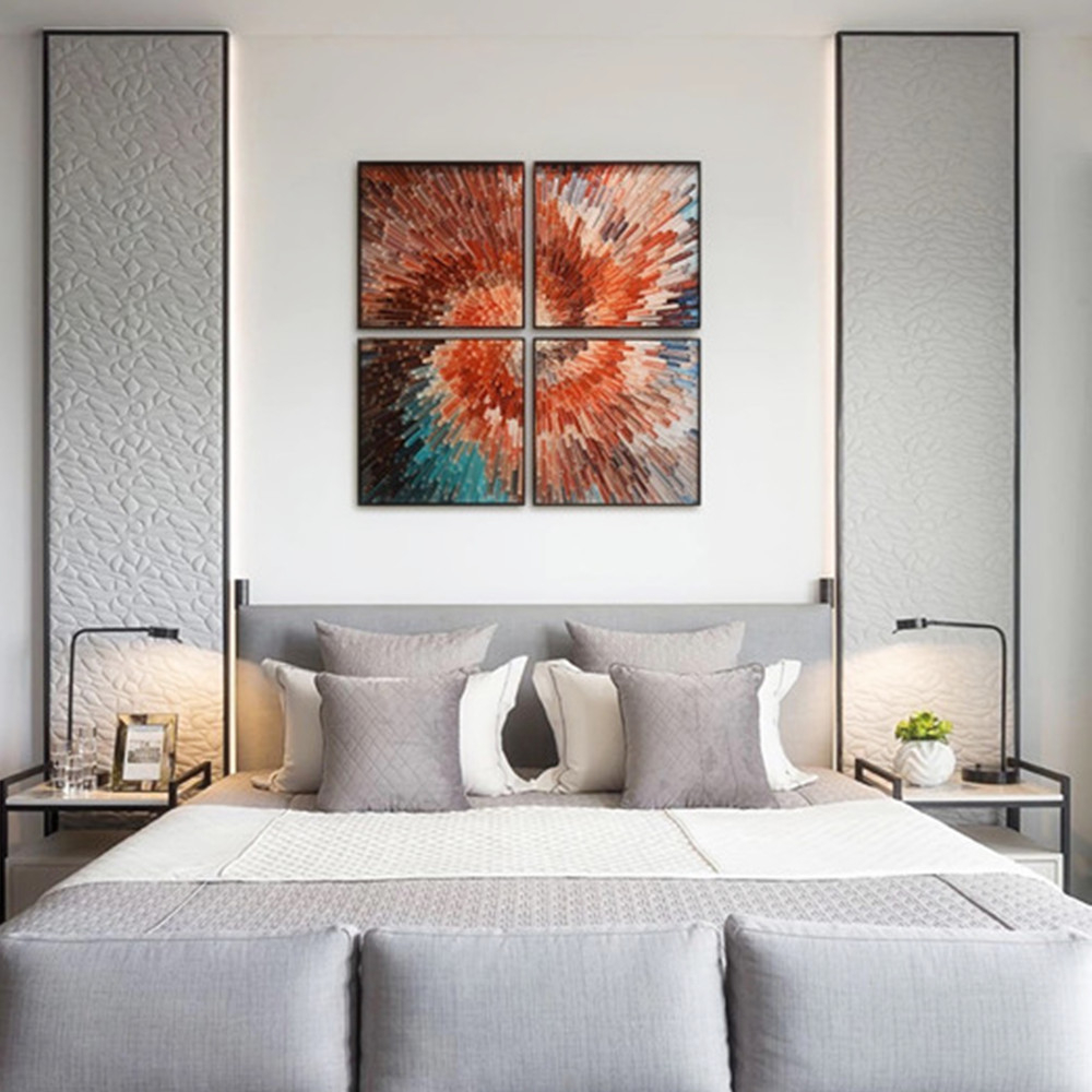 Modern Style Decorative Geometric Three-Dimensional Wall Glass Paintings