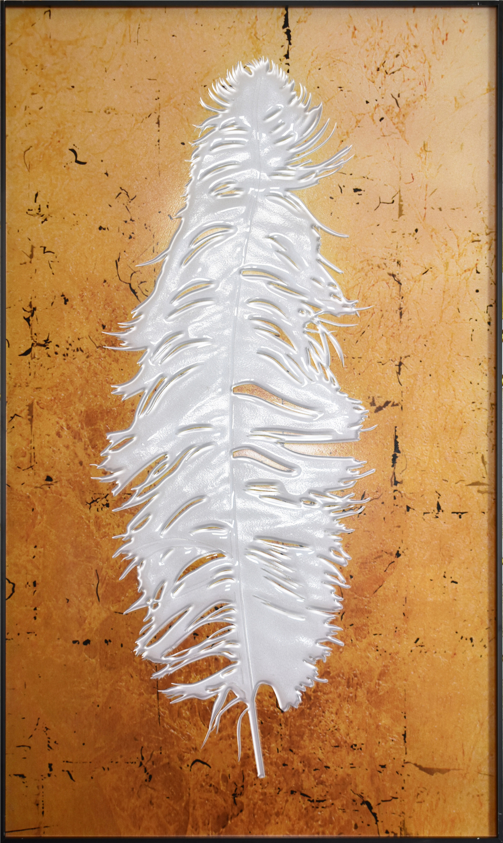 Modern Style Colorful White Feather Engraved Art Inlaid Glass Paintings