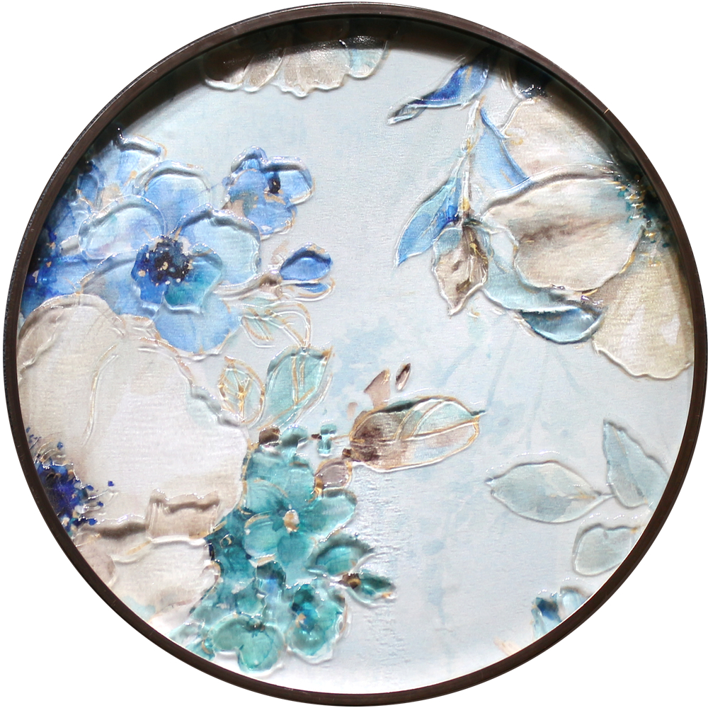 Easily Clean Decorative Birds and Flower Art Wall Hanging Circle Glass-painting