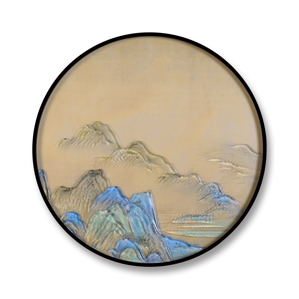 Wholesale Modern Landscape 400mm 500mm Circle Decorative Metal Framed Wall Painting