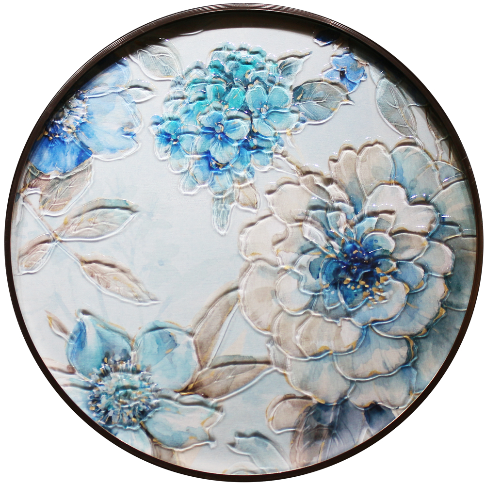 Easily Clean Decorative Birds and Flower Art Wall Hanging Circle Glass-painting