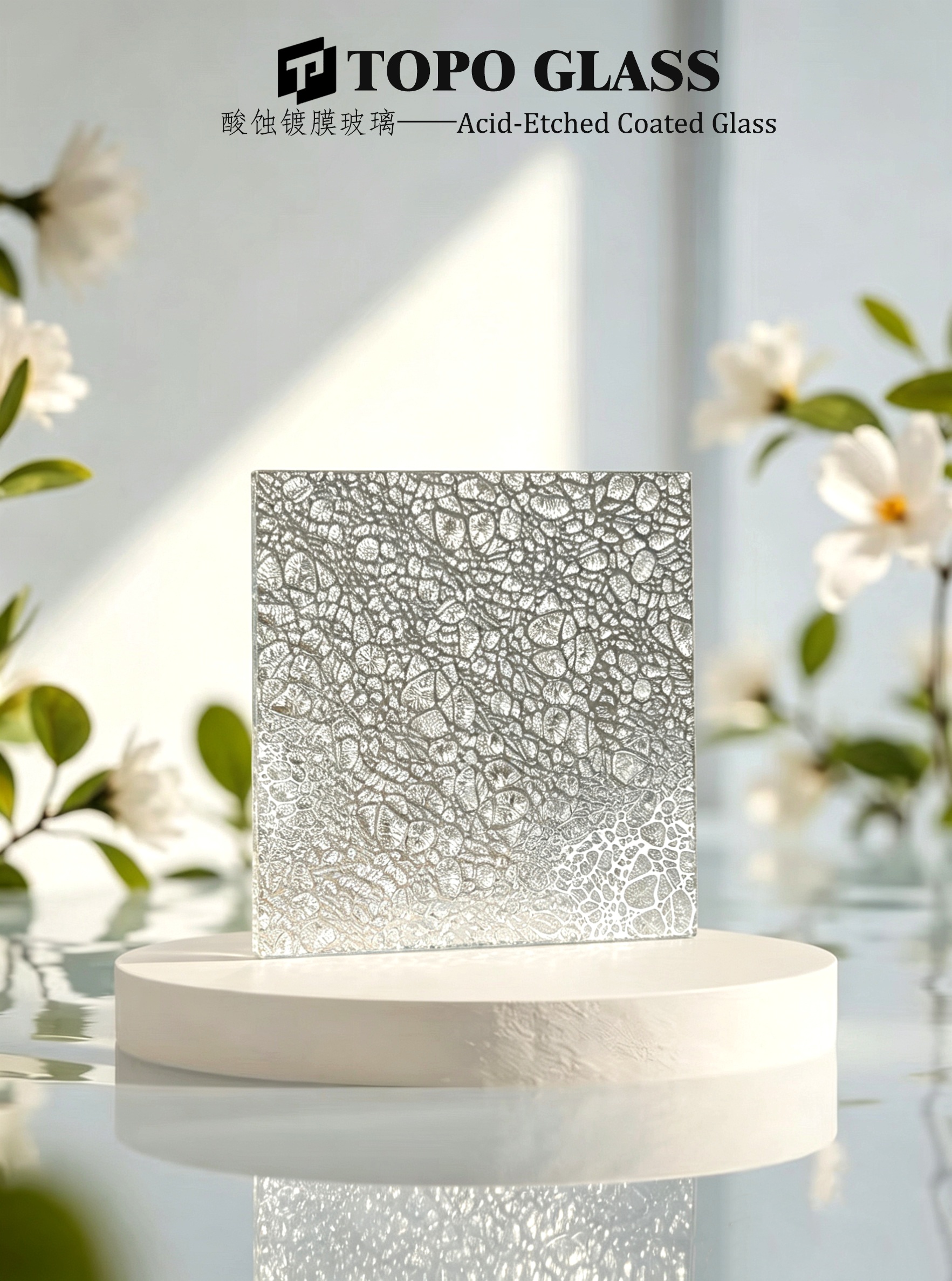 Acid Etched Coated Glass